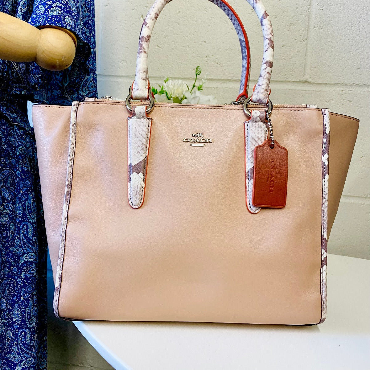 Coach F11751 Carryall in Natural Refined Leather With Python Embossed Leather Coach F11751 Carryall in Natural Refined Leather With Python Embossed Leather